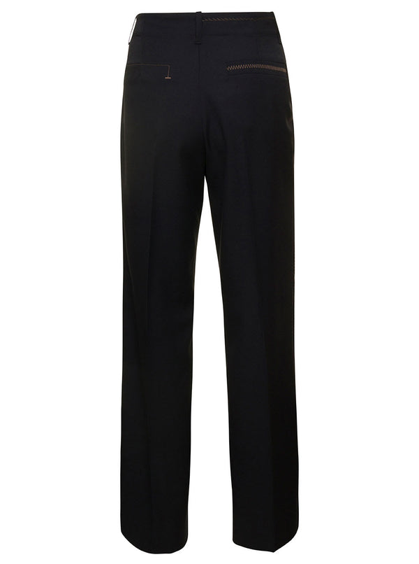 Jacquemus le Pantalon Cordao Black Pants With Pressed Pleats In Wool Woman - Women