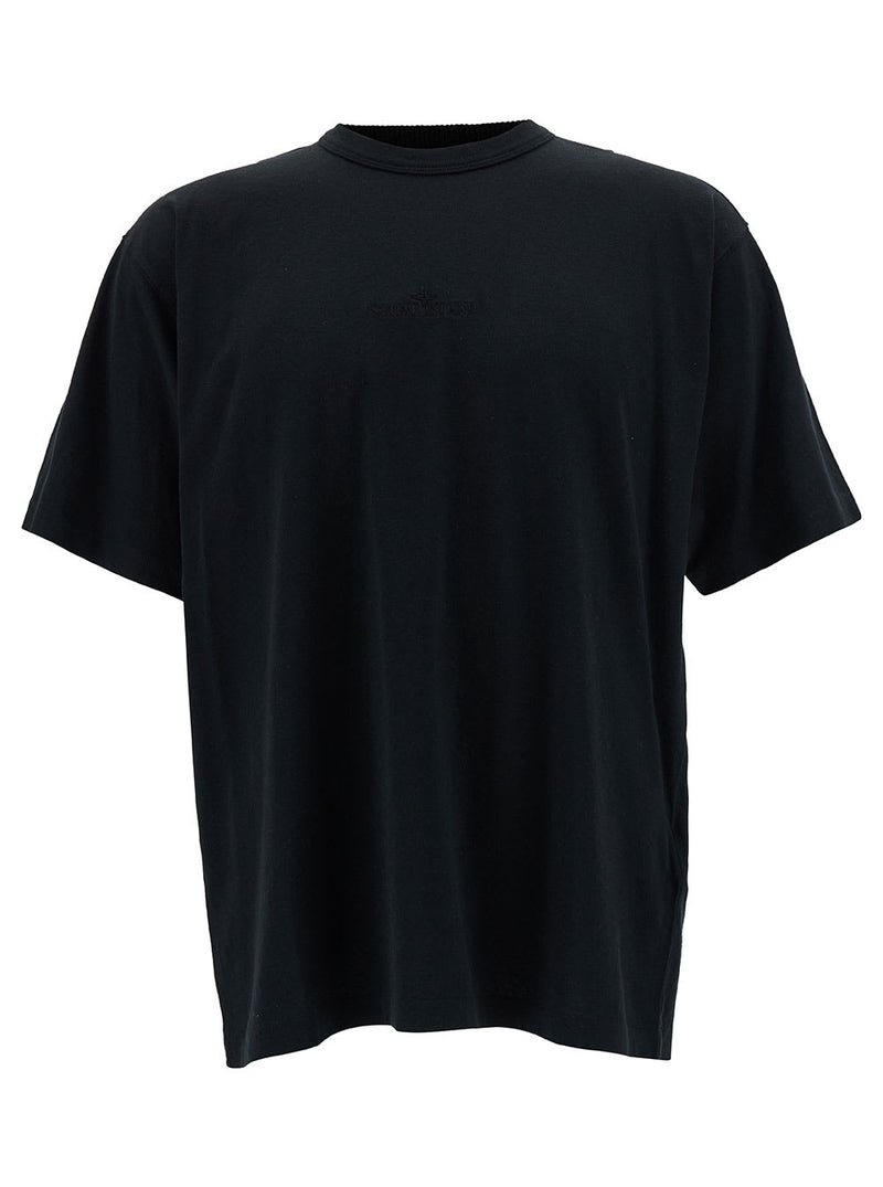 Stone Island Black Crew Neck T-shirt In Cotton Man - Men