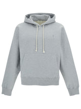 Saint Laurent Grey Hoodie With Cassandre Embroidery In Cotton Man - Men