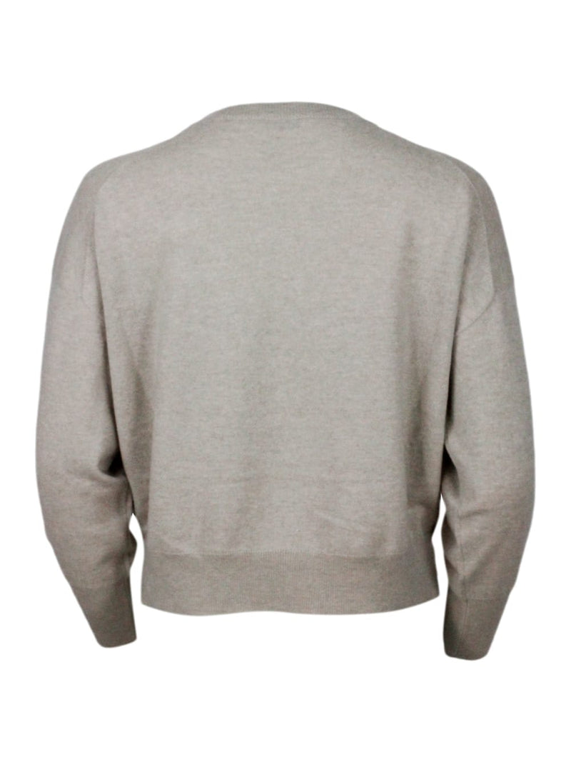 Brunello Cucinelli Long-sleeved Crewneck Sweater In Fine Cashmere - Women