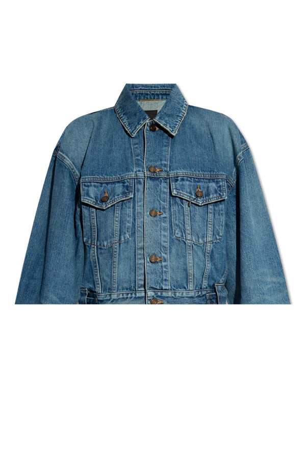 Saint Laurent 80s Jacket In Vintage Blue Denim - Women