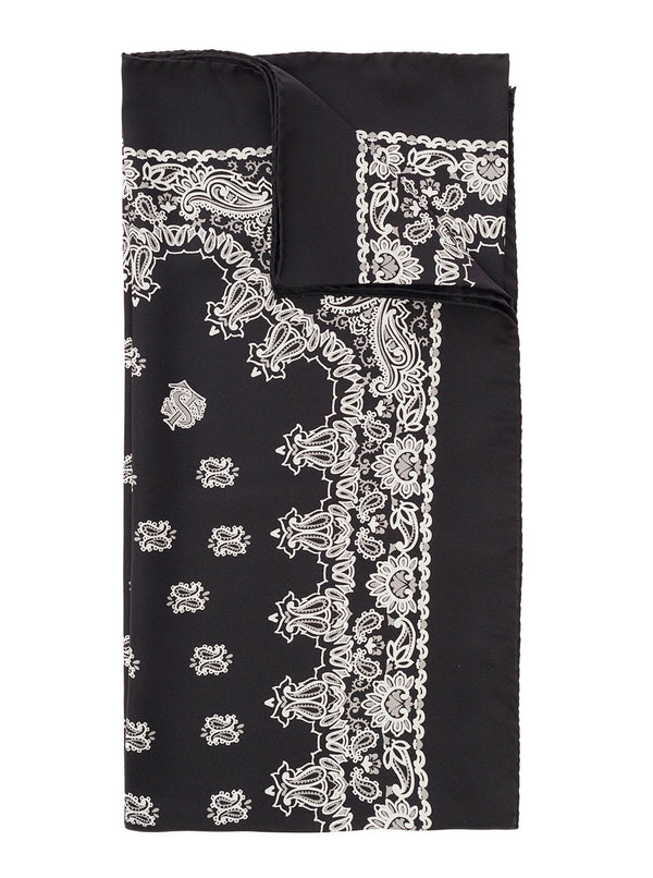 Black Scarf With Bandana Print In Silk Man Saint Laurent - Men