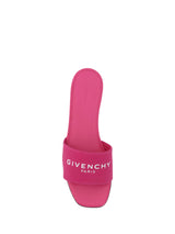 Givenchy Flat Mules In Neon Pink Canvas - Women