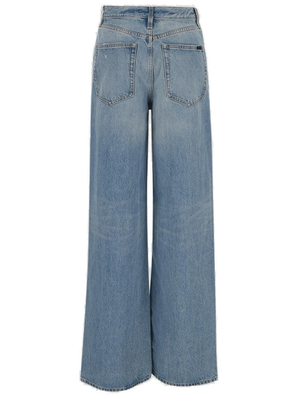 Saint Laurent Cotton Denim Flared Jeans - Women