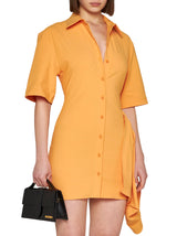 Jacquemus Orange Mini Shirt Dress La Robe Camisa In Cotton Blend Woman - Women