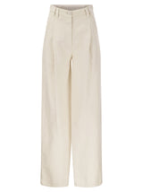 Brunello Cucinelli Relaxed Trousers In Garment-dyed Cotton-linen Cover-up - Women