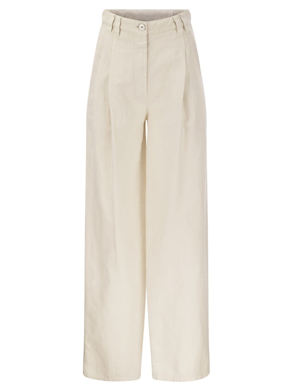 Brunello Cucinelli Relaxed Trousers In Garment-dyed Cotton-linen Cover-up - Women