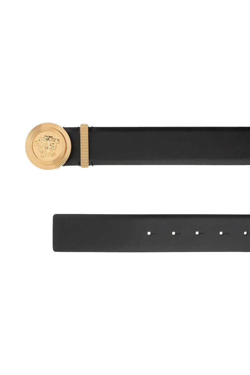 Versace Medusa Black Leather Belt - Men