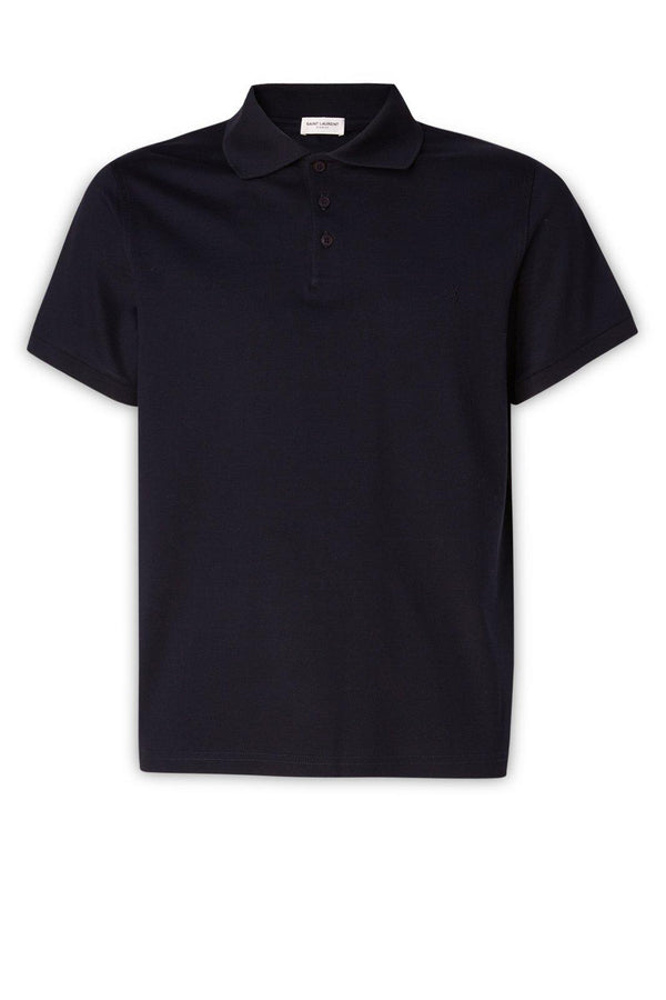 Saint Laurent Polo Shirt With Embroidered Logo In Cotton - Men