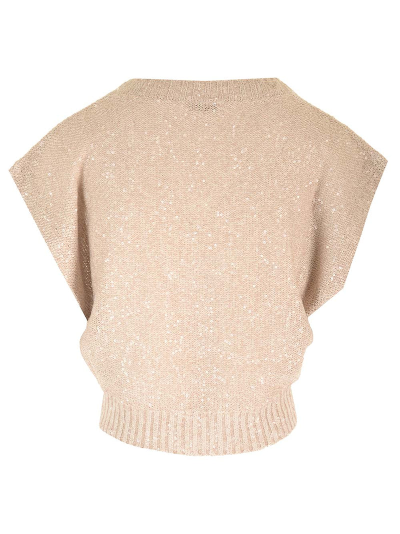 Brunello Cucinelli Knitted Vest With Sequins - Women