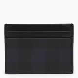 Burberry Navy Blue Card Holder With Check Motif - Men