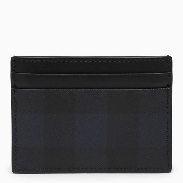 Burberry Navy Blue Card Holder With Check Motif - Men