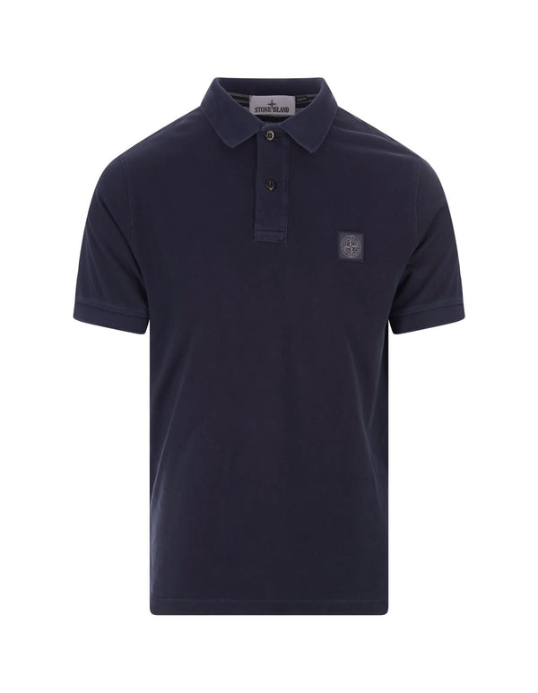 Stone Island Navy Blue Pigment Dyed Slim Fit Polo Shirt - Men