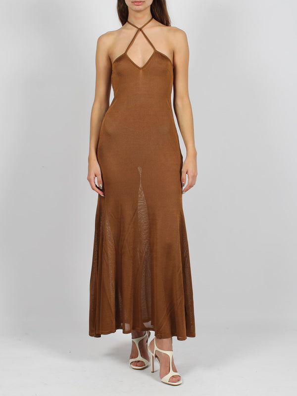 Tom Ford Slinky Viscose Jersey Knit Halterneck Maxi Dress - Women