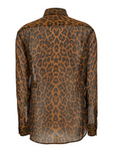 Tom Ford Laminated Leopard Printed Georgette Shirt - Women