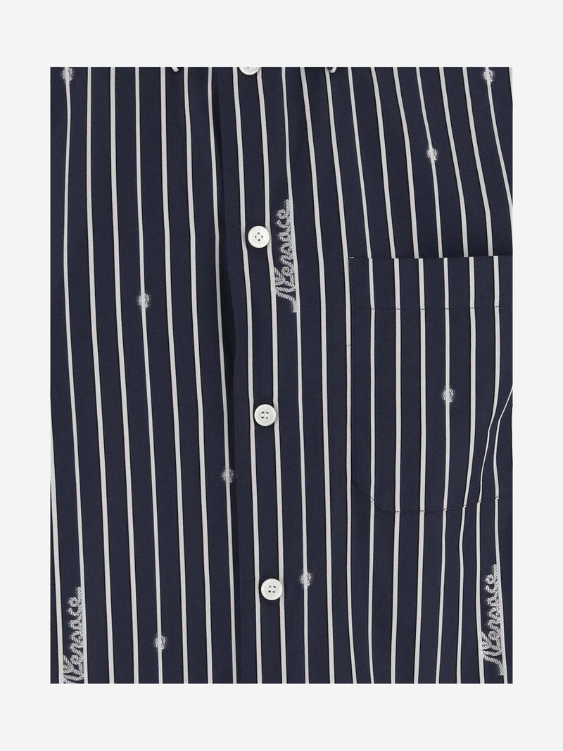 Versace Nautical Stripe Pattern Cotton Shirt - Men