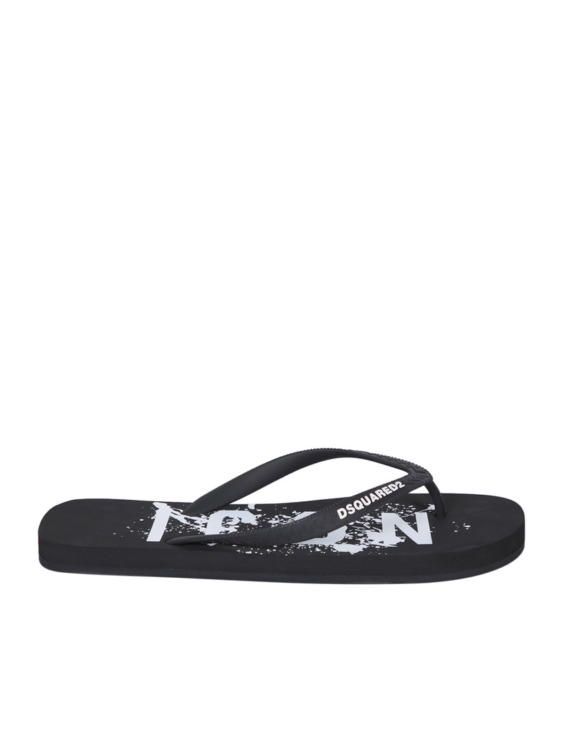 Dsquared2 Icon Splash Black Flip Flops - Men