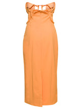 Jacquemus Orange Midi Dress La Robe Bikini In Cotton Blend Woman - Women