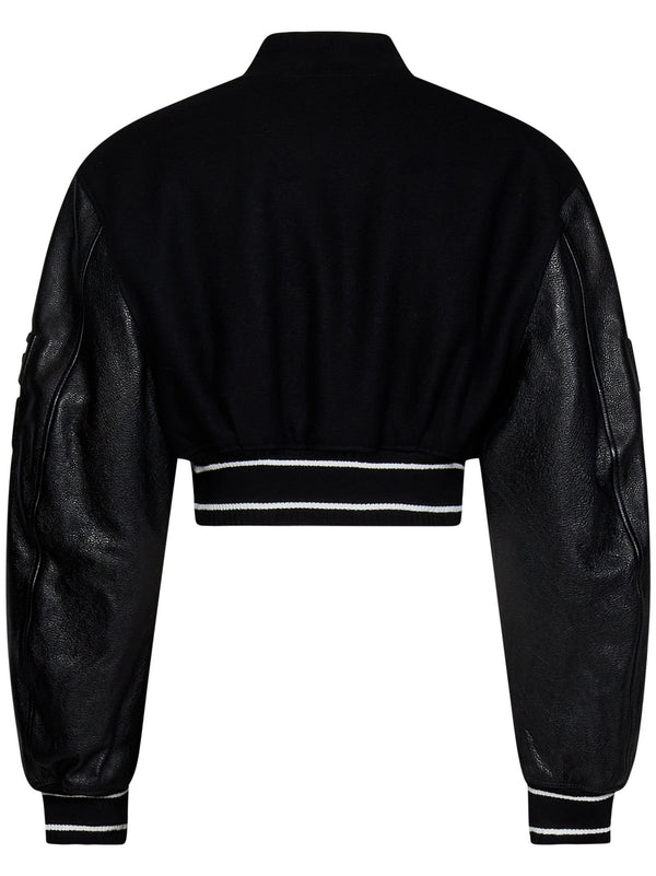Black Givenchy 4g Short Bomber In Wool And Leather - Women