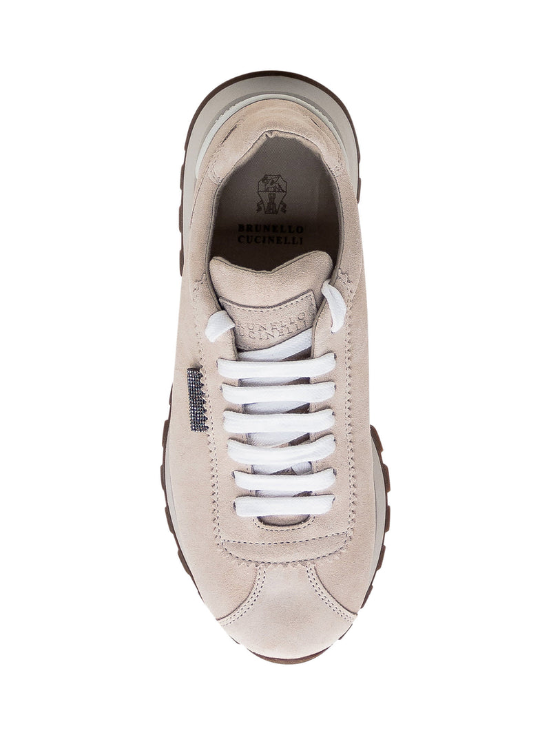 Brunello Cucinelli Shiny Tab Leather Sneaker - Women