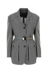 Prada Button-up Belted Jacket - Women