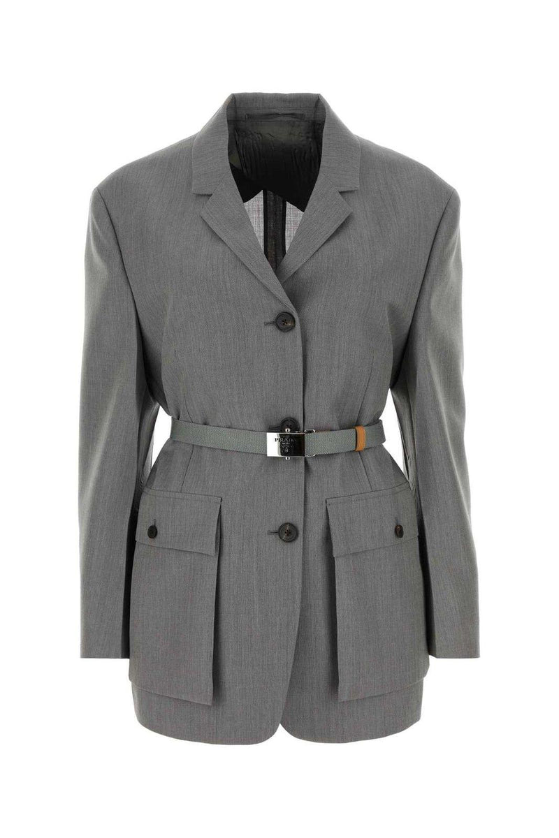 Prada Button-up Belted Jacket - Women