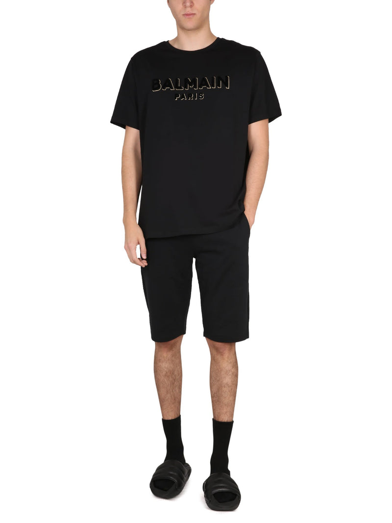 Balmain Cotton T-shirt With Flocked Logo - Men