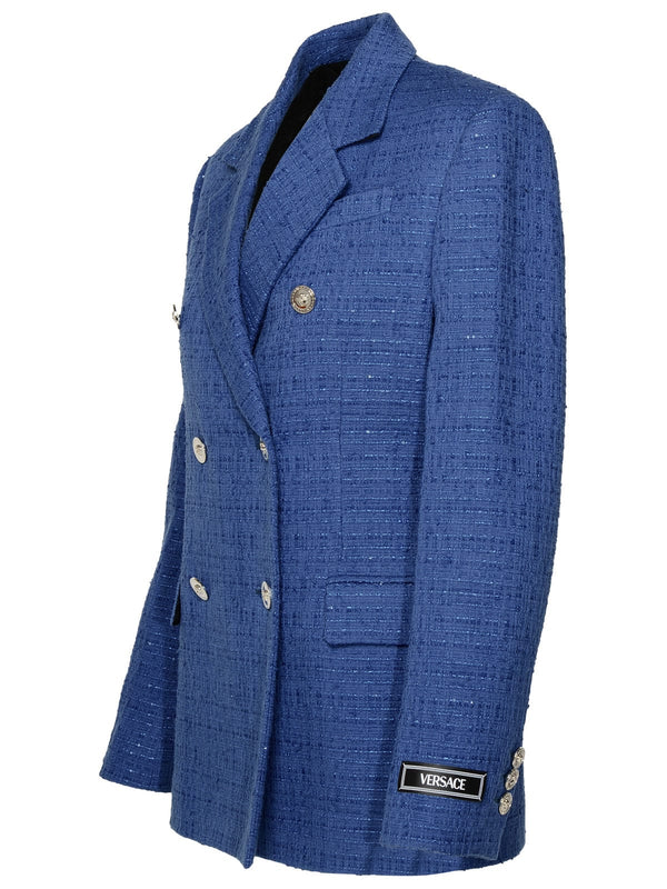 Versace Blue Cotton Blend Blazer - Women