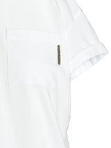 Brunello Cucinelli Crewneck T-shirt With Patch Pocket And Monile Detail In Stretch Cotton - Women