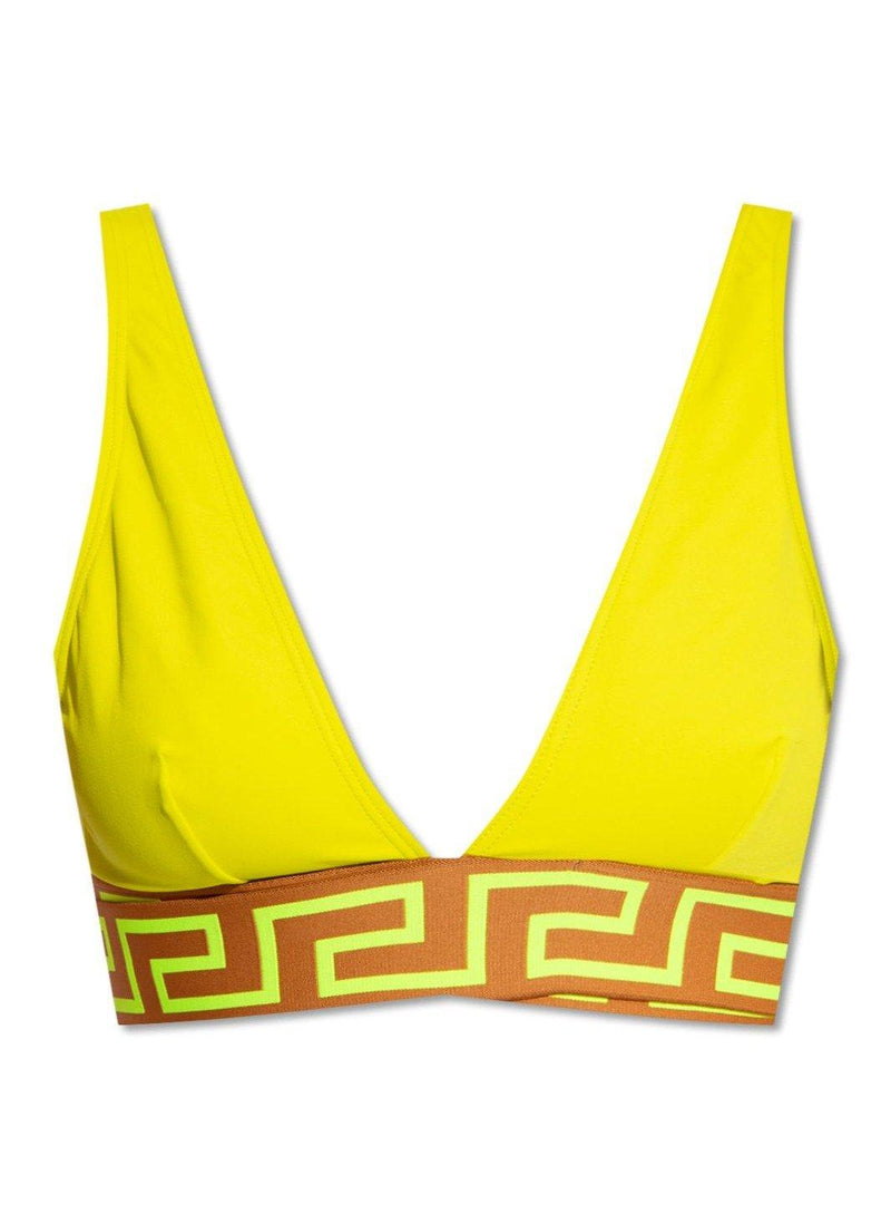 Versace Jacquard-trimmed V-neck Bikini Top - Women