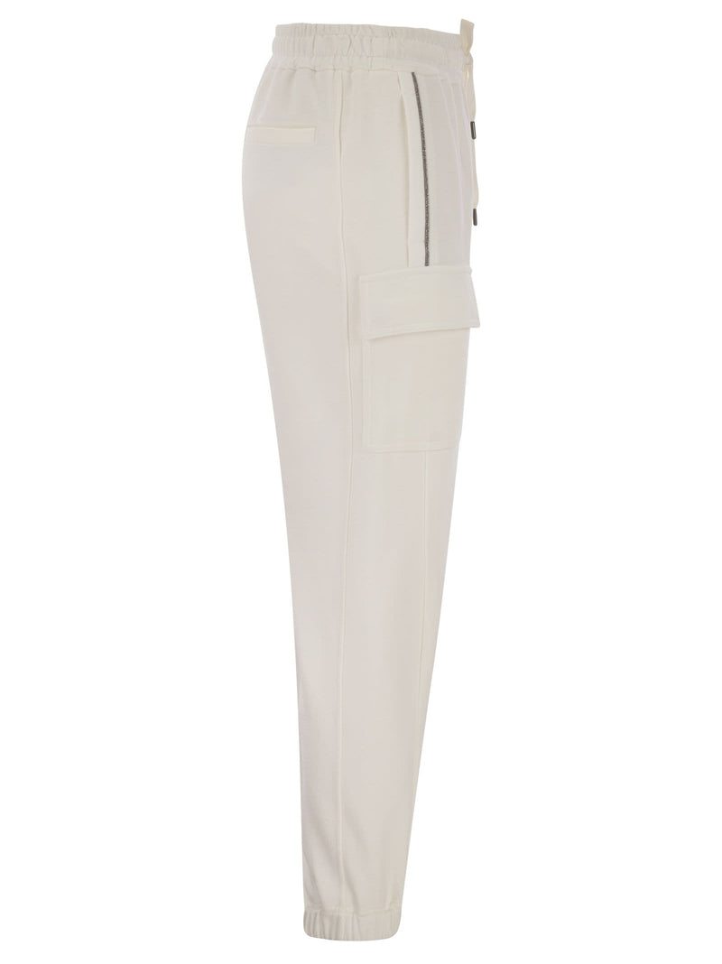 Brunello Cucinelli Smooth Cotton Fleece Cargo Pants With Monile - Women