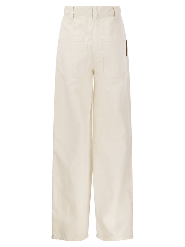 Brunello Cucinelli Relaxed Trousers In Garment-dyed Cotton-linen Cover-up - Women