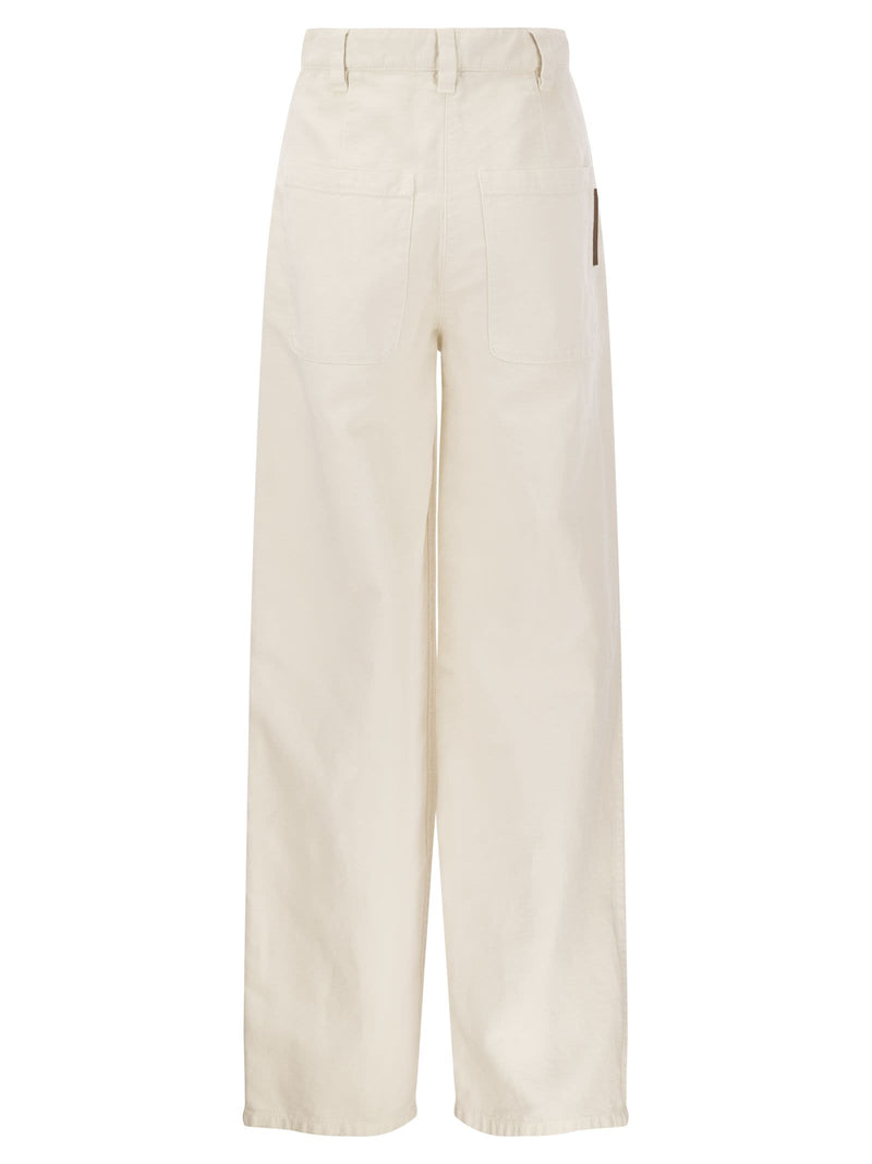 Brunello Cucinelli Relaxed Trousers In Garment-dyed Cotton-linen Cover-up - Women