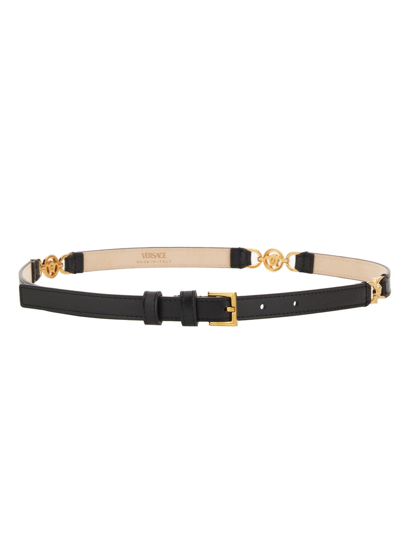 Versace Black Leather Low Belt - Women