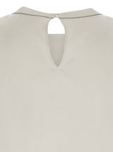 Brunello Cucinelli White Cap-sleeve Satin Blouse In Silk Woman - Women