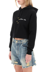 Balmain Cropped Hoodie With Logo Embroidery - Women