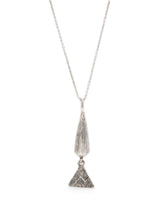 Saint Laurent Long Silver-colored Chain Necklace With Conical And Triangular Charm In Brass Man - Men