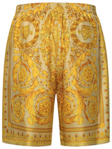 Versace barocco Gold Silk Bermuda Shorts - Men