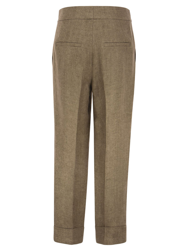 Brunello Cucinelli Relaxed Sartorial Trousers In Sparkling Washed Linen Twill - Women