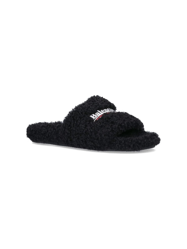 Balenciaga Furry Slide Flat Sandals - Men