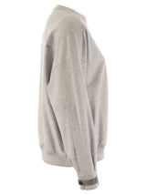 Brunello Cucinelli Cotton Interlock Topwear With Shiny Sleeve Detail - Women