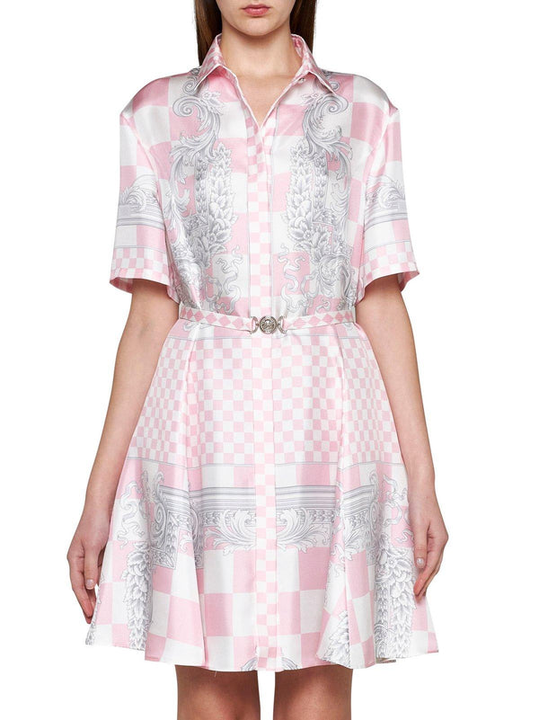 Versace Barocco-printed Belted Shirt Dress - Women