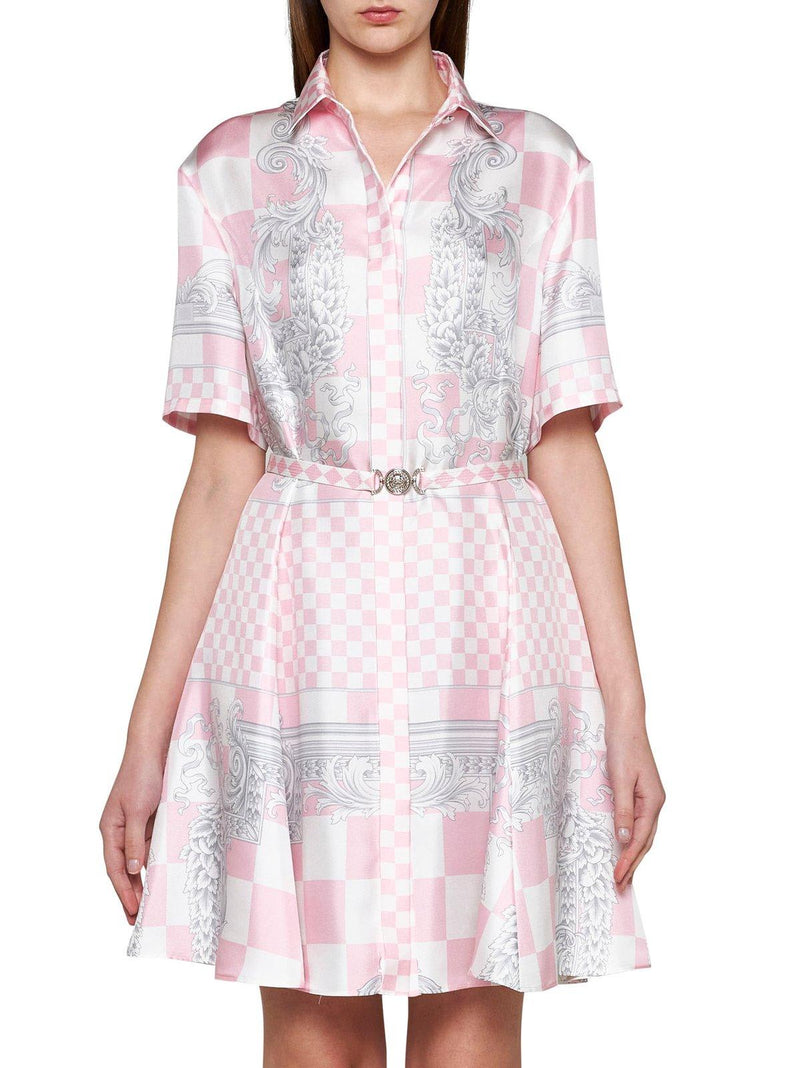 Versace Barocco-printed Belted Shirt Dress - Women