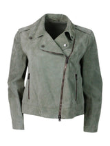 Brunello Cucinelli Biker Jacket In Precious And Soft Suede With Rows Of Brilliant Monili Behind The Neck - Women