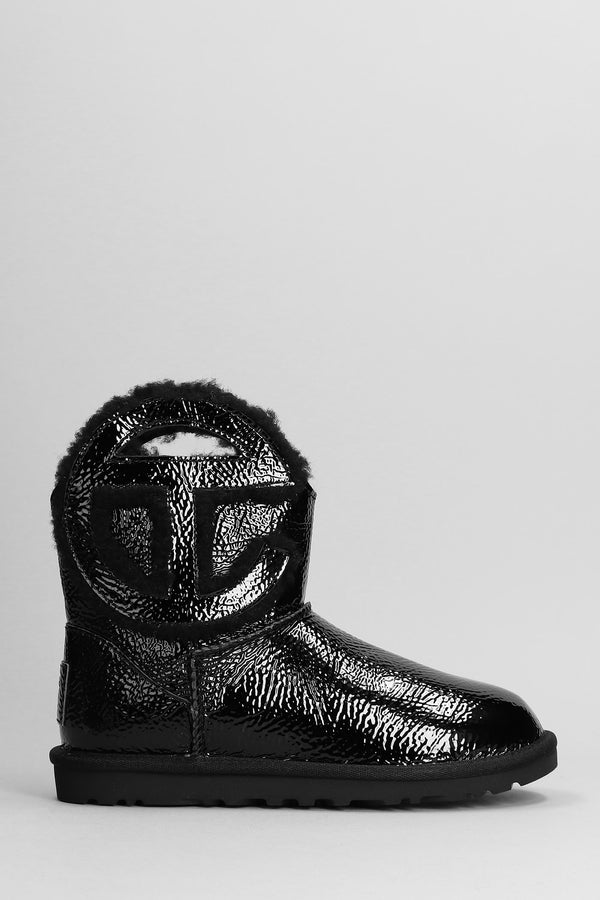 UGG Logo Mini Crinkle Low Heels Ankle Boots In Black Leather - Men