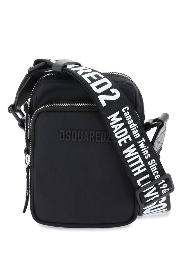 Dsquared2 Logo Embossed Top Zip Crossbody Bag - Men