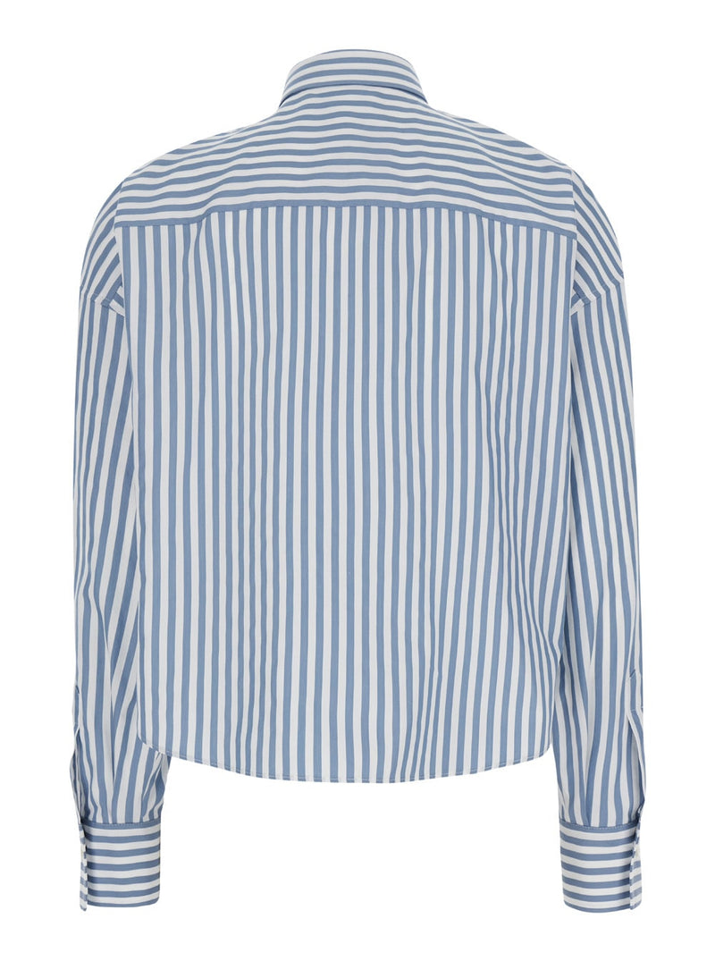 Brunello Cucinelli Light-blue Striped Shirt In Cotton Blend Woman - Women