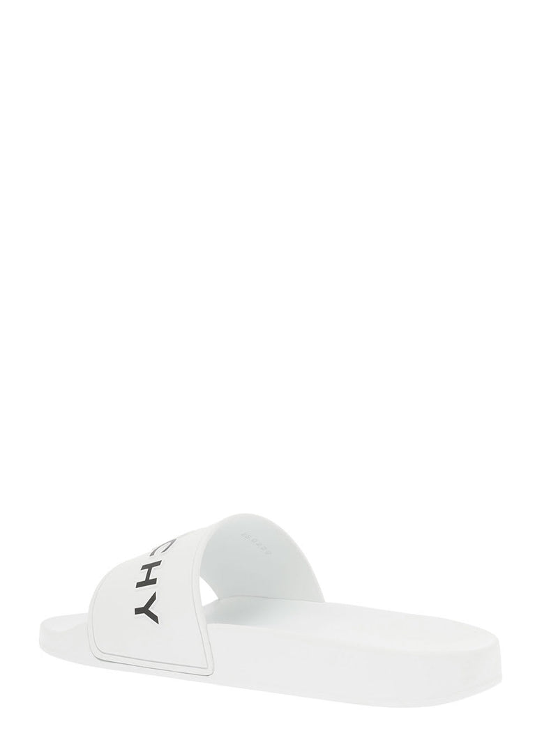 Givenchy Womans White Rubber Slide Sandals With Logo - Women