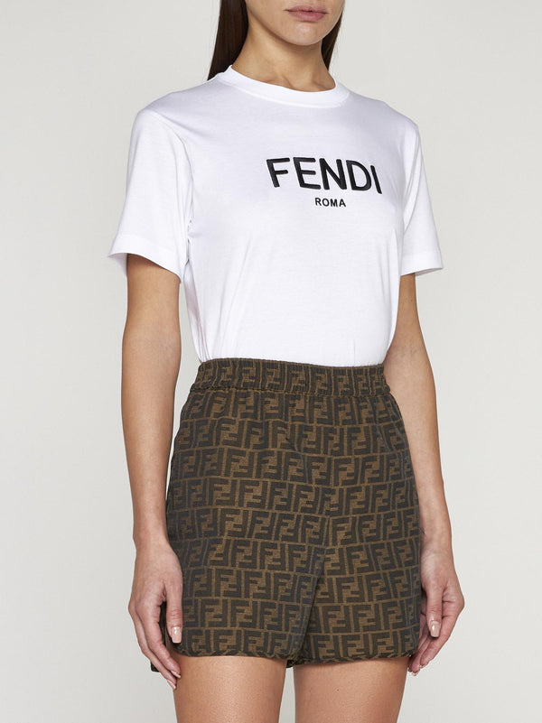 Fendi Ff Logo Cotton-blend Shorts - Women