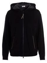 Brunello Cucinelli Cotton And Silk Sweatshirt With Hood - Women